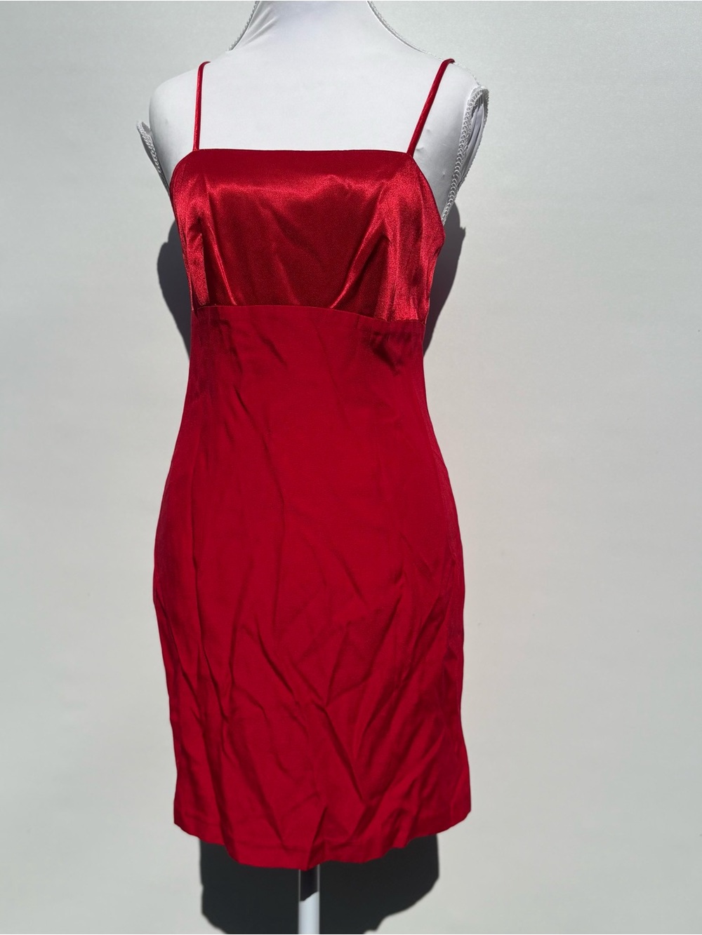 All That Jazz Red Mini Slip Dress with Satin Bodice